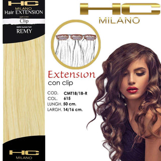 Hc Milano Extension 3 Clip Remy Largh.14-16Cm Lungh.50Cm Col.615 Biondo Chiarissimo 9.0