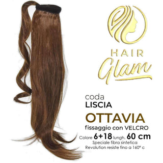 Coda Hair Glam Ottavia C/Velcro Fibra Revolution Lung. 60 6+18 Cm