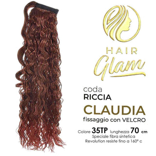 Coda Hair Glam Claudia Riccia C/Velcro Fibra Revolution 35Tp 70Cm
