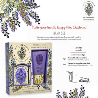 La Florentina Cofanetto Lavanda Crema mani 75 ml + Sapone 106 g — Coffret mains et savon