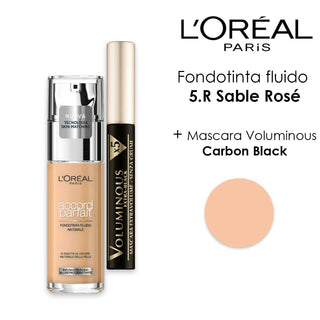 L'Oreal Fondotinta Accord Parfait Sable Ros + Mascara Voluminous