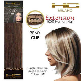 Hc Milano Capelli Naturali 3 Clip 1 Striscia Remy Largh.14-16Cm Lungh.55Cm Col.3