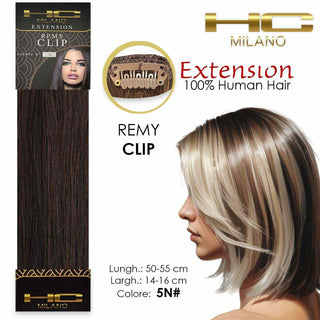 Hc Milano Capelli Naturali 3 Clip 1 Striscia Remy Largh.14-16Cm Lungh.55Cm Col.5N