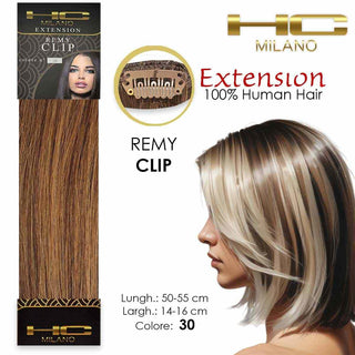 Hc Milano Capelli Naturali 3 Clip 1 Striscia Remy Largh.14-16Cm Lungh.55Cm Col.30
