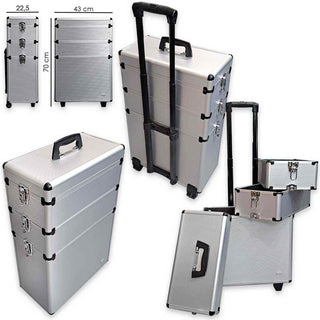 Obb Trolley Case Alluminio 3 Ripiani Portaoggetti 70 X 43 X 22,5 Cm