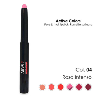 Arval Pure & Mat Rossetto N. 04 - Rosa Intenso Rossetto Satinato - Matitone
