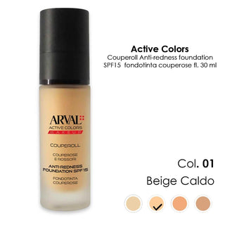 Arval Couperoll-Anti Redness Foundation Spf15 N 01-Fondotinta Couperose E Rossori Beigie Caldo -Fl 30Ml