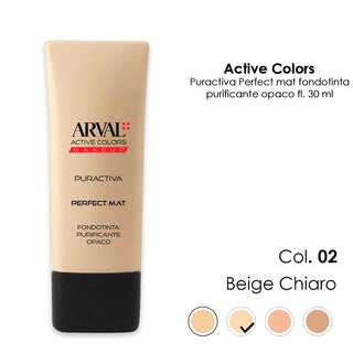 Arval Puractiva - Perfect Mat N. 02 - Beige Chiaro Fondotinta Purificante Opaco Ft 30Ml
