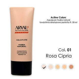 Arval Aquapure - Hydra-Natural N. 01 - Rosa Cipria Fondotinta Idratazione Perfetta Ft 30Ml
