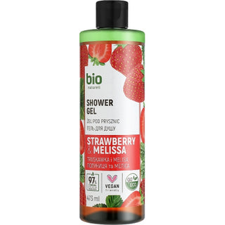 Bio naturell Fragola e Melissa, gel doccia idratante, per tutti i tipi di pelle, 437 ml