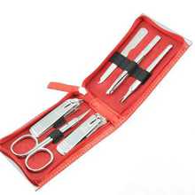 Conjunto de manicure vermelho Three-Seven - 6 ferramentas