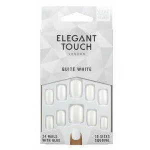 Elegant Touch Polished Colore Quite Bianco 24 unghie con colla — Umělé nehty