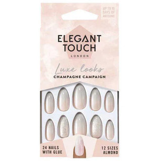 Elegant Touch Luxe Looks Nails con Glue Oval Limited Ed Tip Top 24 U