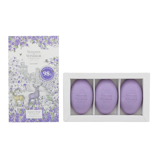 Set Trio, Woods Of Windsor, Lavanda, Pulizia, Lavanda, Saponetta da massaggio, Burro di karitè, 3 pz, 60 g