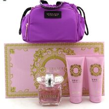 Versace Bright Crystal cofanetto premium  regalo EDT 90 ml, lozione corpo 100 ml, gel doccia 100 ml e trousse 90 ml
