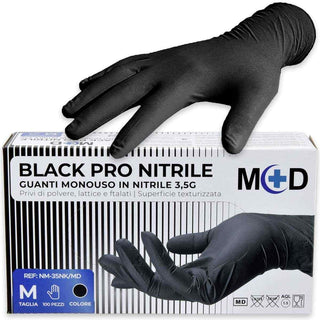 Accessori Guanti in nitrile 3,5 gr 100 pz nero senza polvere m