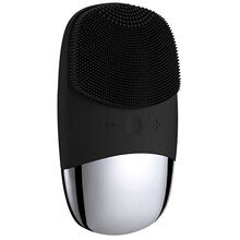 Escova de limpeza de pele plana de silicone (preta)