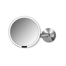 Simplehuman Sensor mit LED-Beleuchtung, 5-fache Vergrößerung - Wandmontierter Netz-Kosmetikspiegel Edelstahl matt