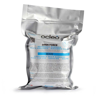 Ocleo bendaggio monouso pronto - drenante - lipo riducente salino - due bende 10 cm. x 9 mt. in estensione - ml 225