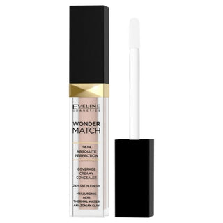 Eveline cosmetics Wonder Match, acido ialuronico, finitura satinata, correttore in crema, 20, pesca, 6,8 ml