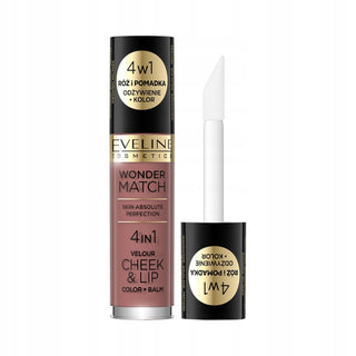 Eveline cosmetics Wonder Match 4in1, balsamo per labbra e guance 2 in 1, 05, 4,5 ml