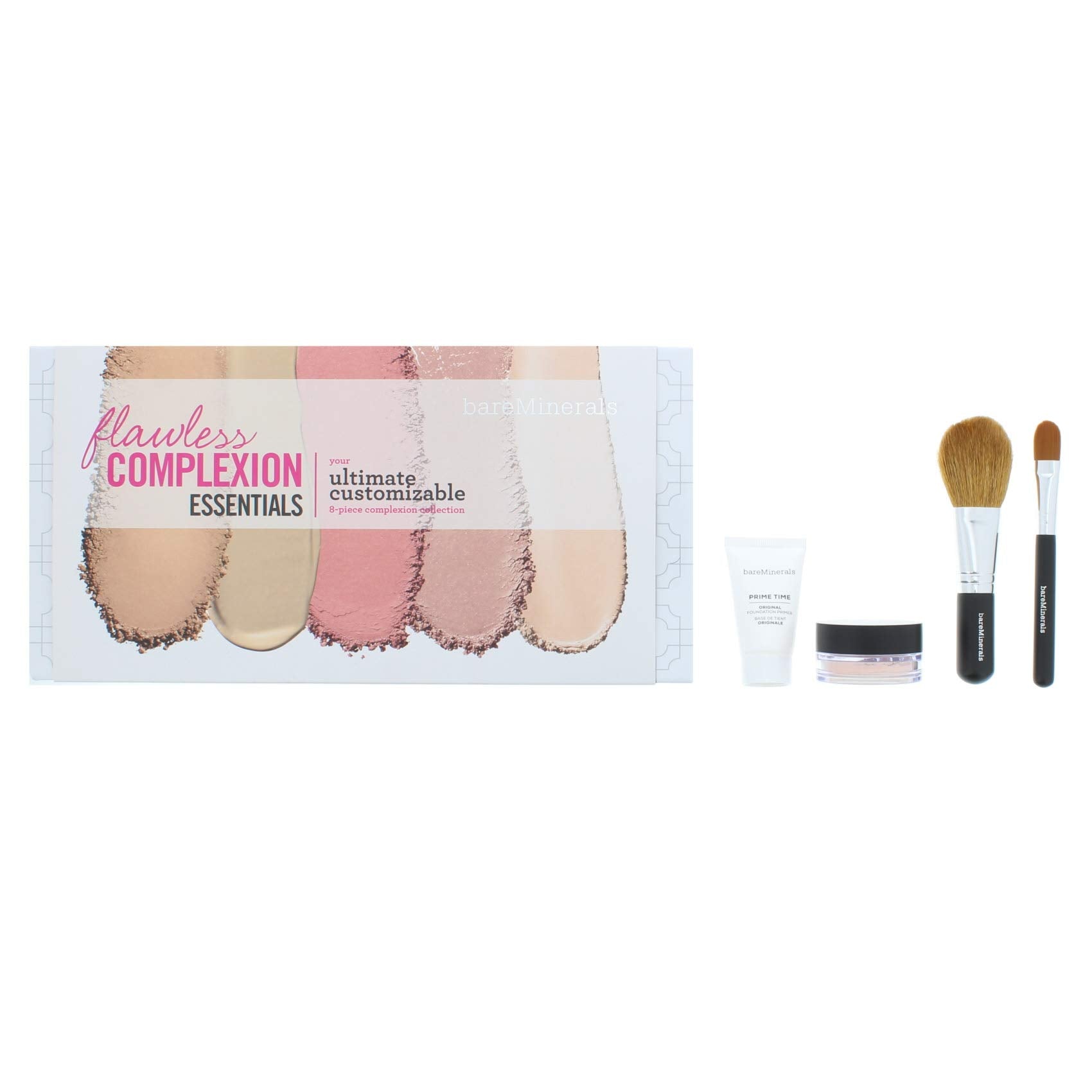 Conjunto BareMinerals Tez Perfeita com Pincel de Pó, Pó Bronzeador Dourado, Base Líquida SPF 15 e Primer Vitamina E