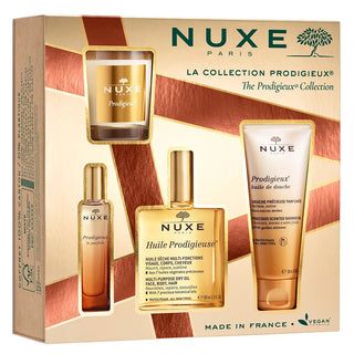 Cofanetto Nuxe: Prodigieux Le Parfum Eau De Parfum Per Donna 15 ml + Prodigieux Olio Doccia Per Tutto il Corpo Per Tutti i Tipi di Pelle 100 ml + Huile Prodigieuse Or Multiuso Olio Corpo Per Viso Corpo e Capelli 100 ml + Prodigieux Candela Profumata 70 g