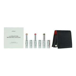 Orange Set Byredo : Color Stick, Multifunzionale, Ombretto Stick, 509, Solar Flare, 3,5 g + Color Stick, Multifunzionale, Ombretto Stick, Kumato Face, 3,5 g + Color Stick, Multifunzionale, Ombretto Stick, Flower Play, 3,5 g + Custodia in pelle GWP