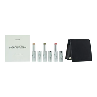 Set Blu Scuro Byredo : Color Stick, Multifunzionale, Ombretto Stick, 509, Solar Flare, 3,5 g + Color Stick, Multifunzionale, Ombretto Stick, Kumato Face, 3,5 g + Color Stick, Multifunzionale, Ombretto Stick, Flower Play, 3,5 g + Custodia in pelle GWP