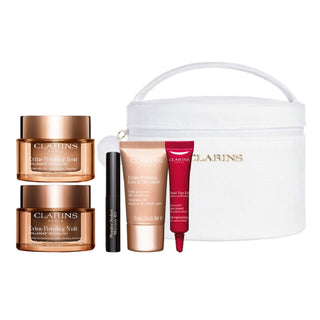 Set Clarins : Crema Extra-rassodante, Anti-età, Giorno, Per il viso, 50 ml + Crema Extra-rassodante, Anti-rughe, Notte, Per il viso, 50 ml + Crema Extra-rassodante, Rassodante, Per collo e décolleté, 15 ml + Total Eye, Lift, Siero occhi, 7 ml + Wonder Per