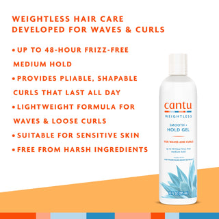 Cantu Weightless Smooth + Hold, Agave, Gel Styling Capelli, Anticrespo, Tenuta Media, 295 ml