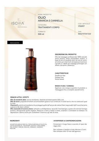 Ischia زيت تدليك بالبرتقال والقرفة 500 ml — زيت تدليك