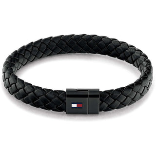 Tommy Hilfiger Μαύρο Δερμάτινο Βραχιόλι με Ατσάλινο Κούμπωμα 2790331 — Βραχιόλι