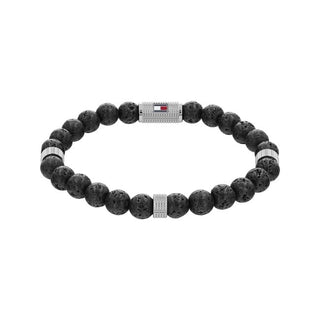 Tommy Hilfiger 2790435 — Czarna bransoletka z koralików z lawy wulkanicznej