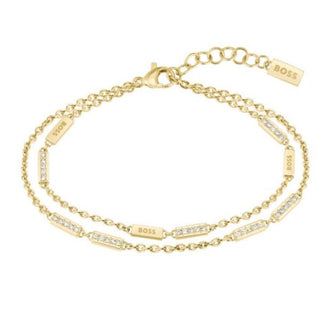 Hugo Boss Double bracciale placcato oro con cristalli Larya 1580450 — צמיד