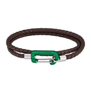 Lacoste Πλεκτό καφέ ματ δερμάτινο βραχιόλι 2040314 — Βραχιόλι