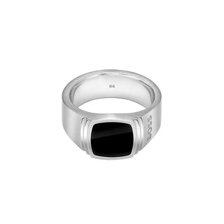 Hugo Boss Odell 1580652 Anello uomo in acciaio e onice nero, misura 66 mm