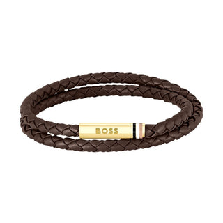 Hugo Boss Double bracciale in pelle Ares 19 cm — Armband