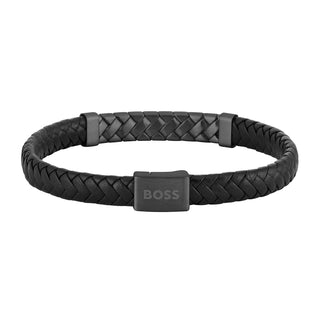 Hugo Boss Bracciale pelle nera Tailored 19 cm — سوار رجالي