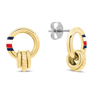 Tommy Hilfiger Orecchini placcati oro con dettaglio tricolore 2781086