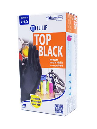 Tulip Guanti Monouso Nitrile Nero M 100 paia — Guanti monouso