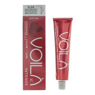 Intercosmo Voila 3C Intense, Tintura Permanente Per Capelli, 6.24 Biondo Rame Scuro Iridescente, 60 ml