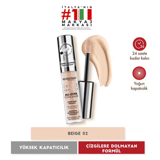 Deborah 24 Ore Perfect All-Over Correttore Multiuso Occhiaie Viso 02 Beige — Correttore
