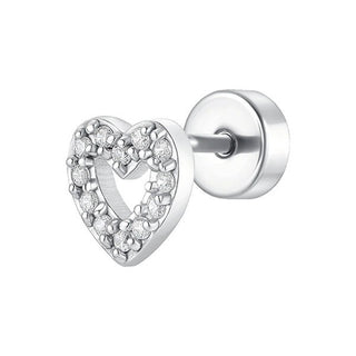 Luca Barra Labret singolo acciaio cuore con zirconi PR109 — 唇钉