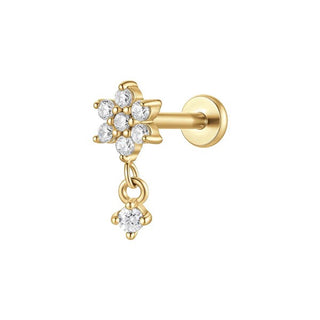 Luca Barra labret singolo placcato oro con zirconi chiari PR114 — 穿刺饰品