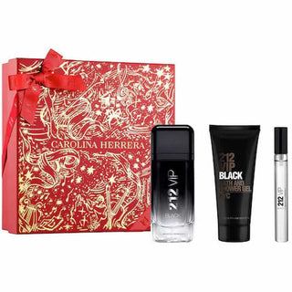 Carolina Herrera 212 Vip Black Men Eau De Perfume Spray 100ml Set 3 pezzi