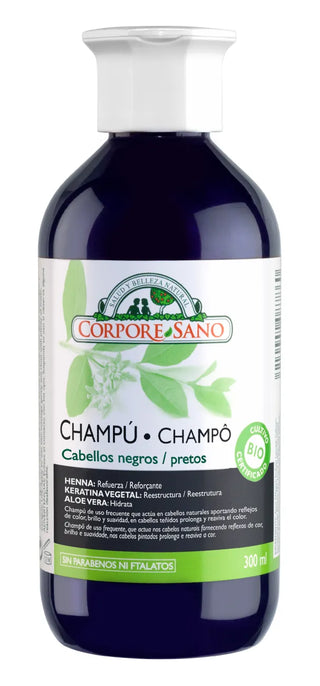 Shampoo all'henné Corpore 300 ml per capelli neri (biologico)