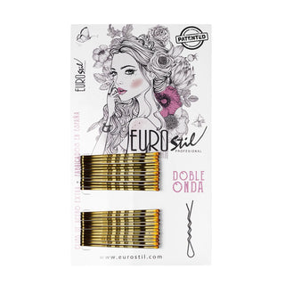 Eurostil Pinces à cheveux double vague bronze 24 pièces 