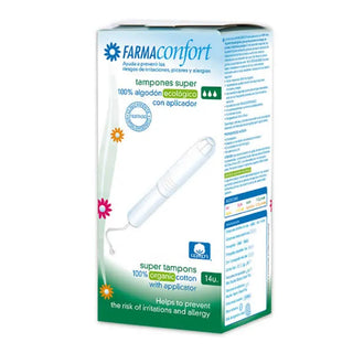 FarmaConfort Cotton Tampons con Applicator Size Super 14 Units