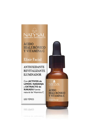 Face elixir Natysal with hyaluronic acid and vitamin C 